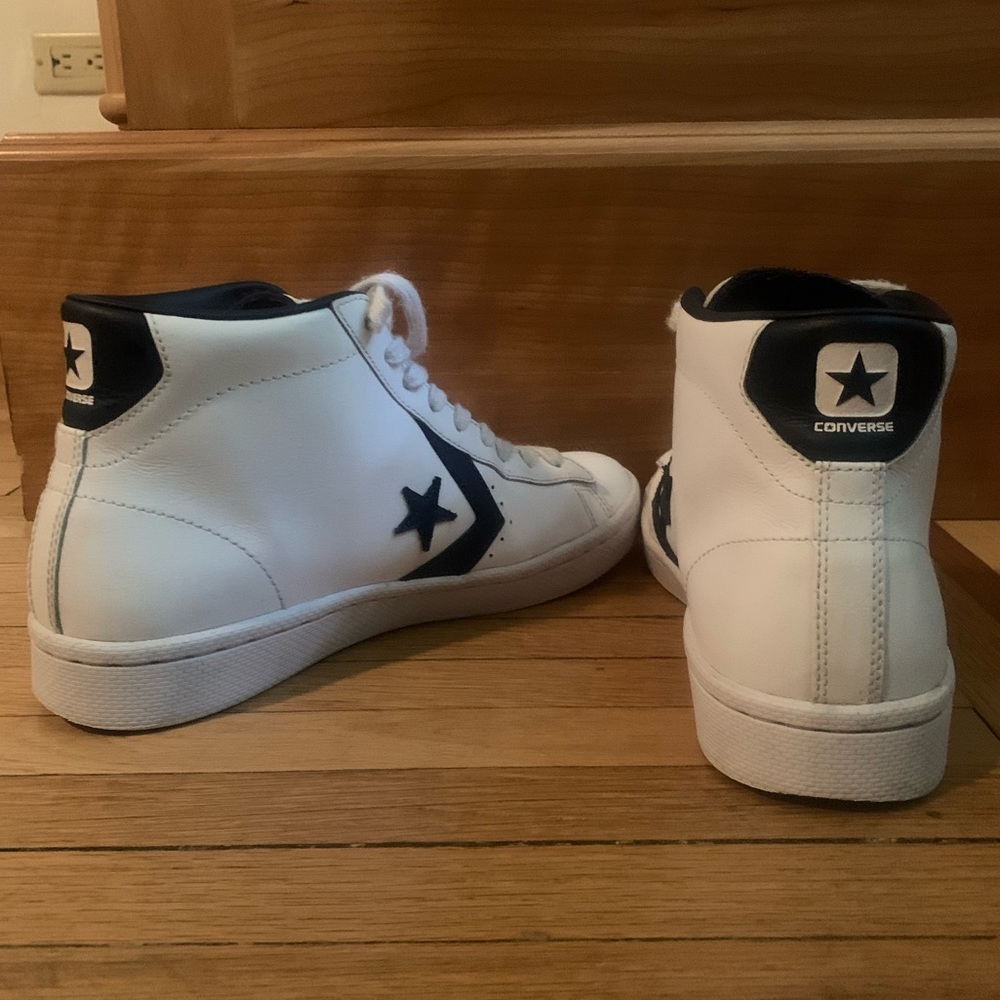 White Pro Leather High Top Converse